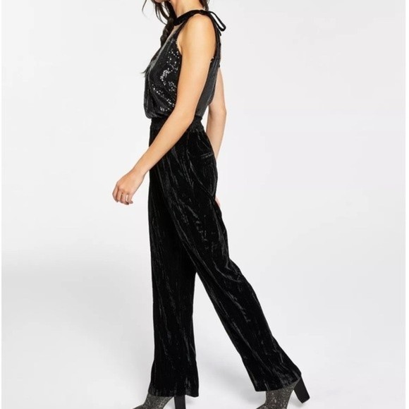 Leyden Velvet Wide Leg Pants Black NEW Women's XLarge - Picture 3 of 15